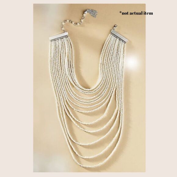 ✨ ANTHRO VIESTE ROSA CASCADE PEARL LAYERED CHOKER NECKLACE NWT - Picture 2 of 7